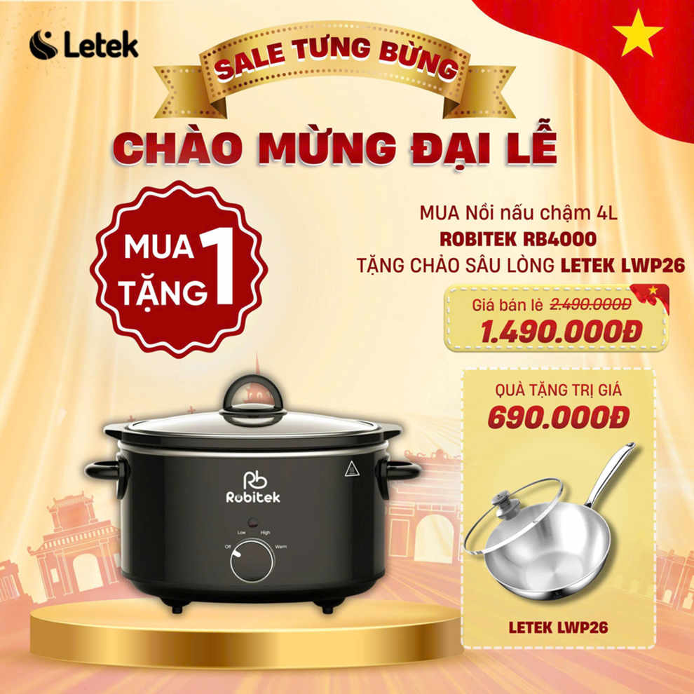 NỒI NẤU CHẬM ROBITEK RB3000 &amp; RB4000 – DUNG TÍCH 3L, 4L – NINH HẦM THỊT TIỆN LỢI, PHÙ HỢP CHO GIA ĐÌNH